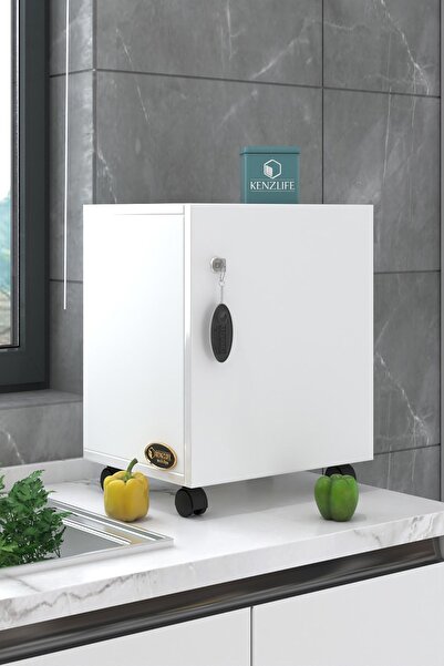 Kenzlife Mutfak Dolabı Zehra 068*030*032 Byz Kilitli Tekerlekli Banyo Evrak Ofis Kitaplık Ayakkabılık Kiler