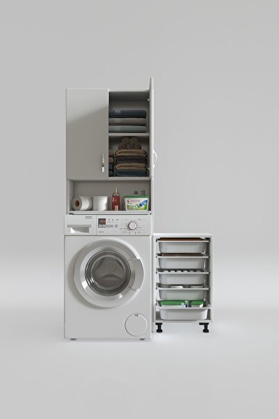 Kenzlife Çamaşır Makinesi Dolabı Sinemsepet Byz 05 Li Banyo Arkalıksız Kurutma Bulaşık
