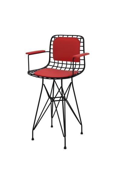 Kenzlife Knsz Ufak Boy Tel Bar Sandalyesi 1 Li Uslu Syhkrm Kolçaklı Sırt Mind...