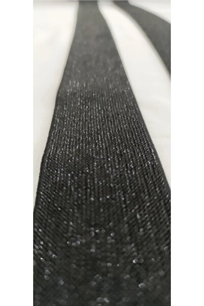 kadifecim Panglică de cauciuc cu sclipici negru plat, cu lățime de 4 cm / 1 m...