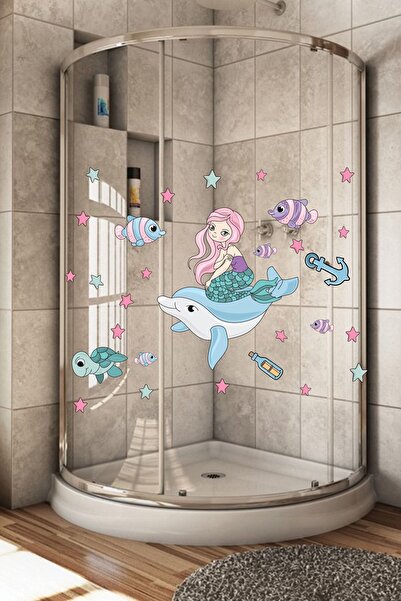 cokindirimli Deniz Kızı Ve Balıklar Temalı Çocuk Odası Banyo Duvar Sticker