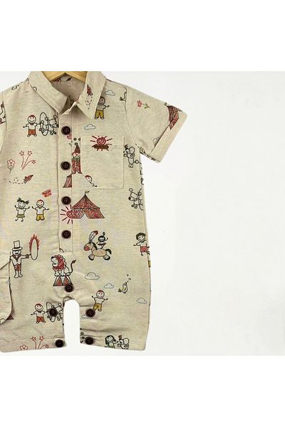 Baby Fou Red Short Sleeve Tent Print Jumpsuit
