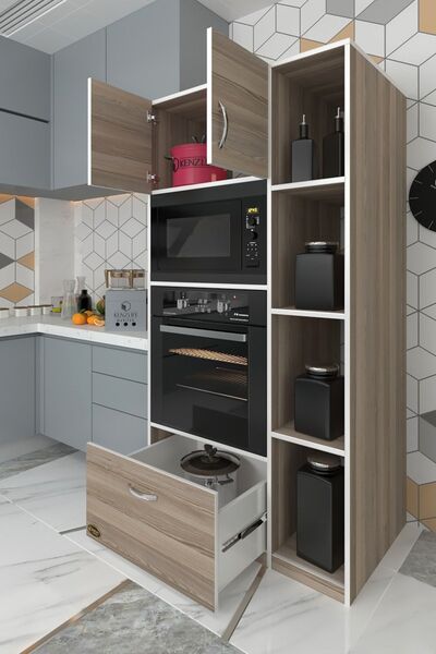 Kenzlife Fırın Dolabı Makbule Crd 180*90*56 Mutfak Çekmeceli Ayaklı Banyo Kil...