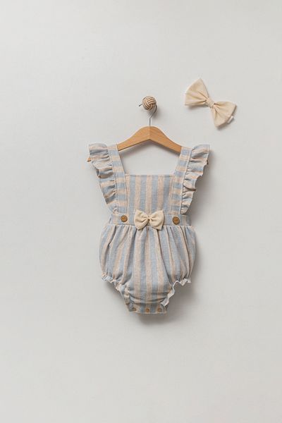 Jikko Baby Striped Bandana Baby Girl Romper and Jumpsuit Set - 3512