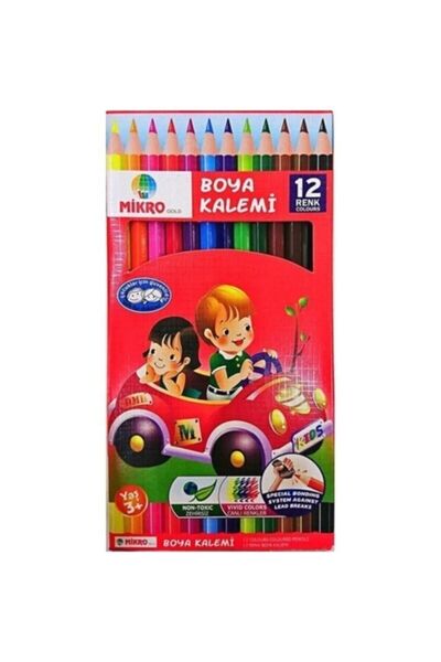 Genel Markalar Gold Gold 12 Renk Tam Boy Kuru Boya Kalemi Boya