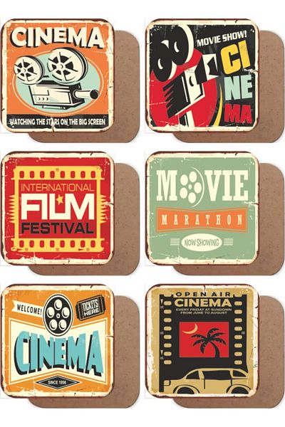 Major Selection مجموعة من 6 أكواب خشبية تحت عنوان السينما الرجعية