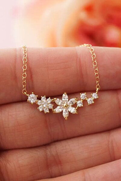 Sahira Jewelry Beyaz Unutma Beni Çiçeği 14 K Altın Kaplama Kolye