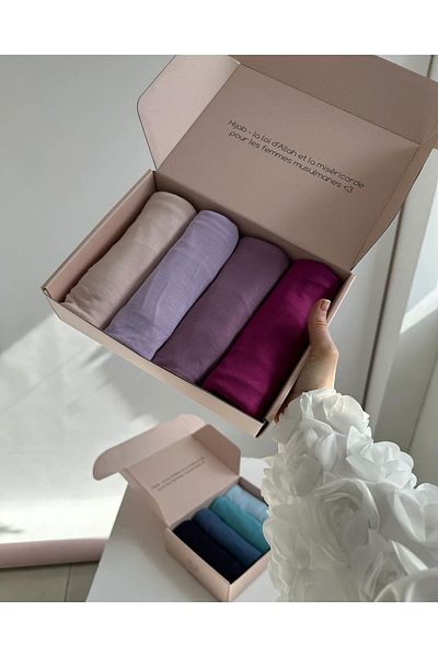 hijabchi Premium Set of 4 Combed Cotton Shawl - Jersey, Shawl, Lycra, Hijab