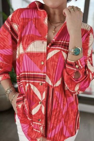bb butik basic Oversize Chiffon Satin Pleated Shirt