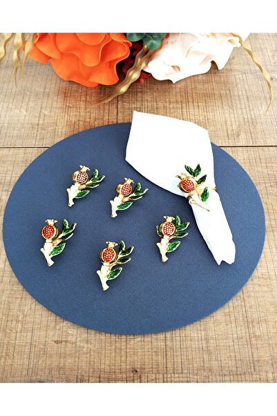 CAŞ DEKORASYON 6 Adet Nar Detaylı  Peçete Halkası Peçete Yüzüğü