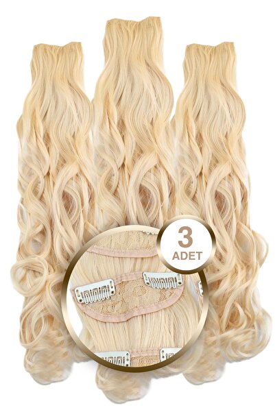 KONAK PERUK Платинена синтетична 3-компонентна вълнообразна клипса