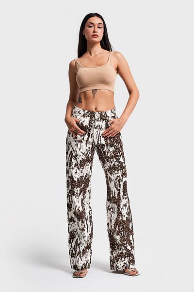 its basic Ecru Leopard Print Γυναικείο τζιν - Loose Fit, στη μέση