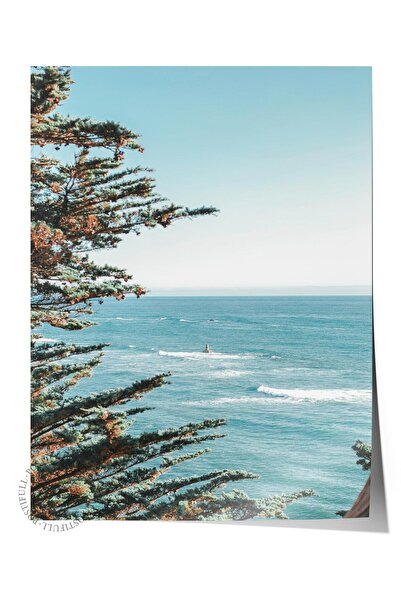 Postifull Çerçevesiz Poster, Yaz Temalı Tablo NO:165, Sahil ve Ağaçlar Fotoğr...