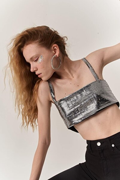 HOLLY LOLLY Strapless Strap Glammy Crop Silver