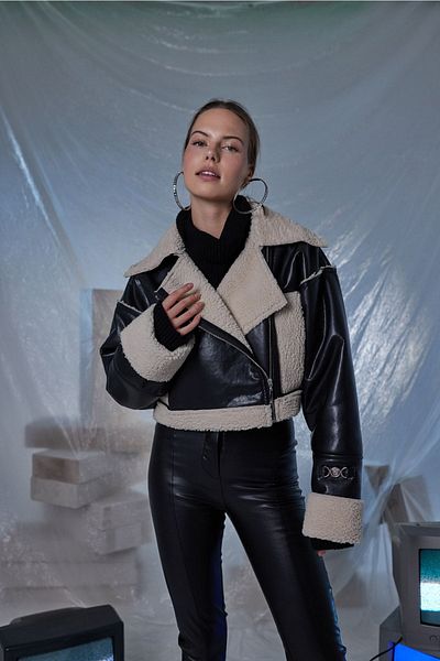HOLLY LOLLY Biker-Modell Aspen Ledermantel mit Fell innen