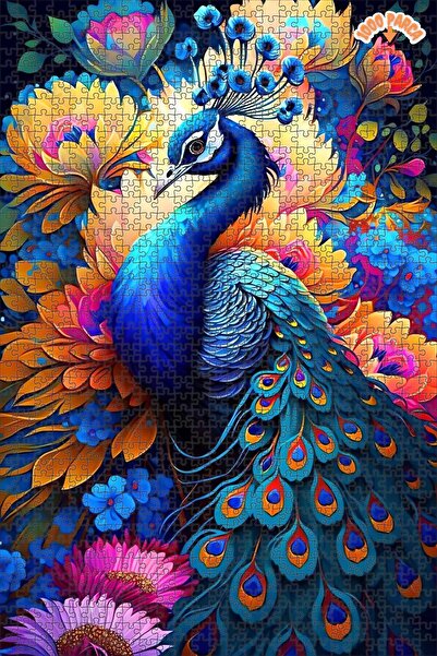 Teona Ahşap Renkli Bahçede Tavuskuşu Esintisi Çift Katlı Çerçeveli Asılabilir...