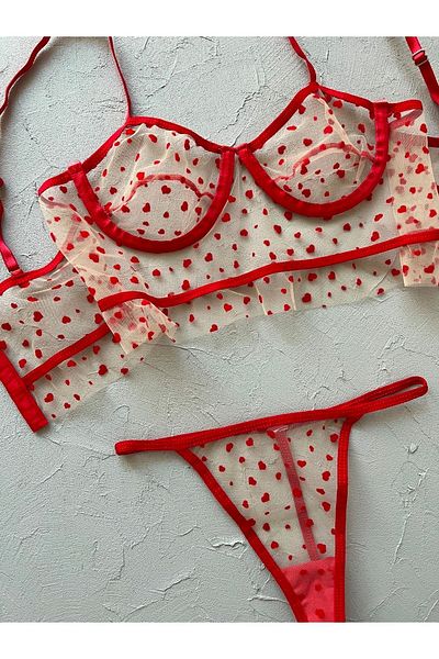 EDLİNGERİE Red Valeska Heart Bralet Set