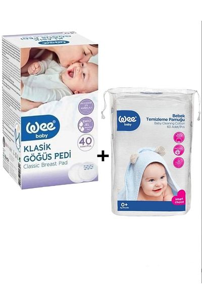 Wee Baby Classic Breast Pad 40pcs & Baby Cleaning Cotton 60pcs