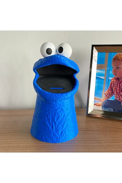 Root Made 20cm Decorative Cookie Monster - Piggy Bank Hand Painted, Children's Room Figure Piggy Bank
