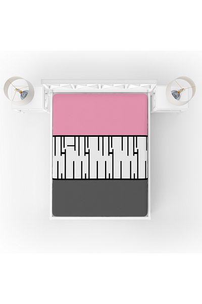 yok yok evim eve dair her şey Pink Single Elastic Sheet - Piano