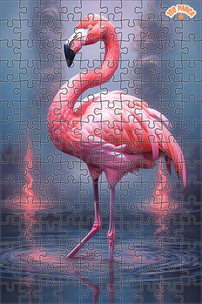 Teona Ahşap Gizemli Dumanlar Arasında Flamingo Çift Katlı Çerçeveli Asılabili...