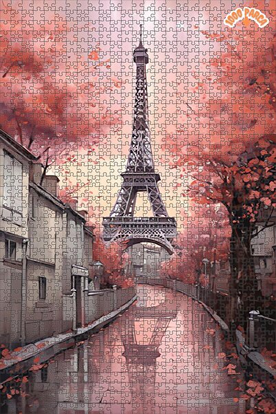 Teona Ahşap Paris'te Sonbahar Rüyası Dekoratif Çift Katlı Çerçeveli Asılabili...