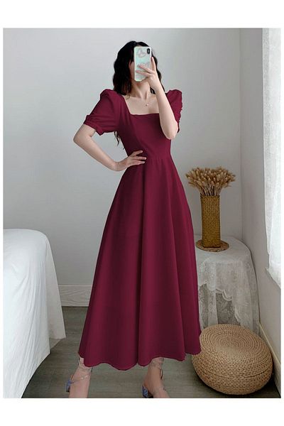 Styling Park Short Sleeve Midi Flared Dress