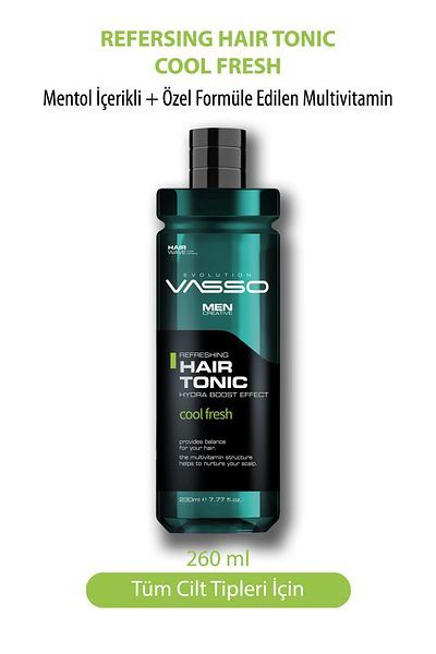 Vasso Men Refreshing Hair Tonic with Menthol and Multivitamins - Hair Tonic 260 ml