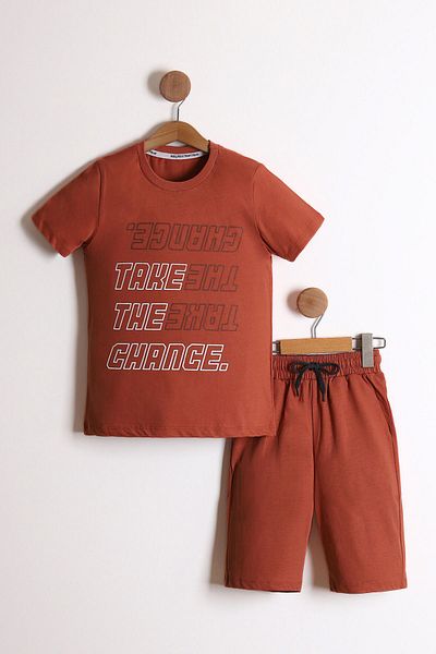 Pollito Chance Printed Tile T-Shirt and Shorts for Boys - Set of 2