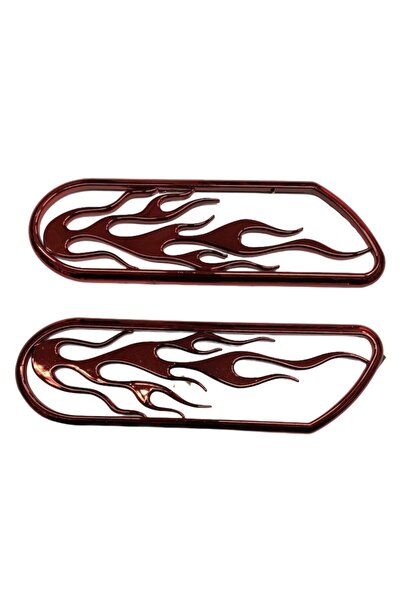 gcstore Alev Desenli Çamurluk Venti Kırmızı Nikel 6x21 Cm 2 Adet