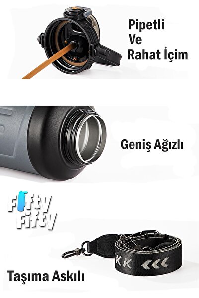 Vagonlife TKK 1650 ML Profesyonel Kamp Matarası/Çelik Termos Çift Kullanım Pipetli/Rahat İçim 12/24 Yalıtım -2