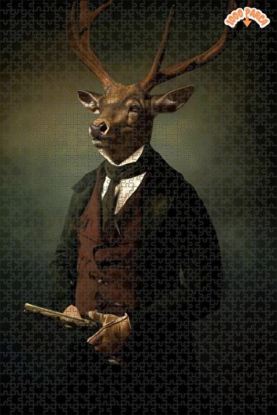 Teona Ahşap Geyikli Beyefendi Efsanesi Dekoratif Çift Katlı Çerçeveli Asılabi...