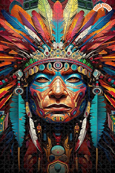 Teona Ahşap Renkli Kabile Hâkimiyeti Dekoratif Çift Katlı Çerçeveli Asılabili...