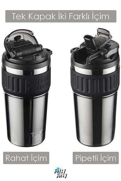 Vagonlife TKK 630 ML Special Series Steel Mug Coffee Cup with Straw/Comfortable Drinking 6 Hours Hot/12 Hours Cold Thermos -2