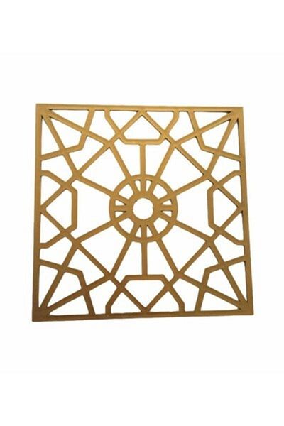 Cadence Decorative Furniture Ornament Seljuk Square Ornament Gold 24x24 Cm Multi-Purpose Ornament Yellow