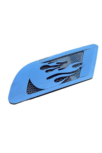 gcstore Alev Desenli Çamurluk & Kaput Havalandırması Venti Yapıştırma Rengi Gümüş Parlak Nikelaj 8cm X 22cm