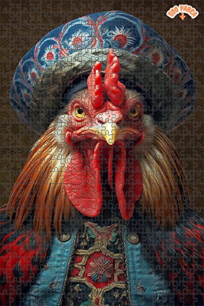 Teona Ahşap Asil Tavuk Osmanlı Kıyafetinde Çift Katlı Çerçeveli Asılabilir Ah...