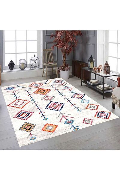 HEMKA New Rainbow Model Lux Elastic Silk Velvet Carpet Cover (Carpet Cover)