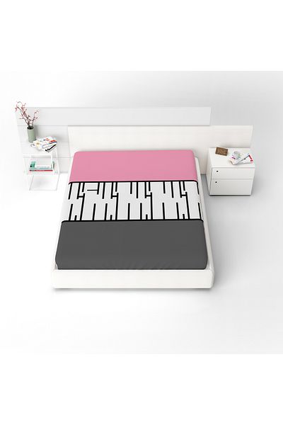 yok yok evim eve dair her şey Pink Single Elastic Sheet - Piano