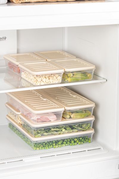 FİTHOME Refrigerator and Freezer Organizer Set of 4 Freeze Storage Container Airtight 2X2400Ml 2X1170Ml