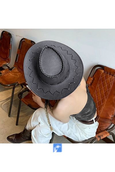Kardelen Butik Denizli Gray Western Style Jazz Hat for Men and Women - 53-57 Cm