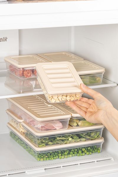 FİTHOME 6-Piece Refrigerator and Freezer Organizer Multipurpose Storage Container 2X2400Ml 4X600Ml