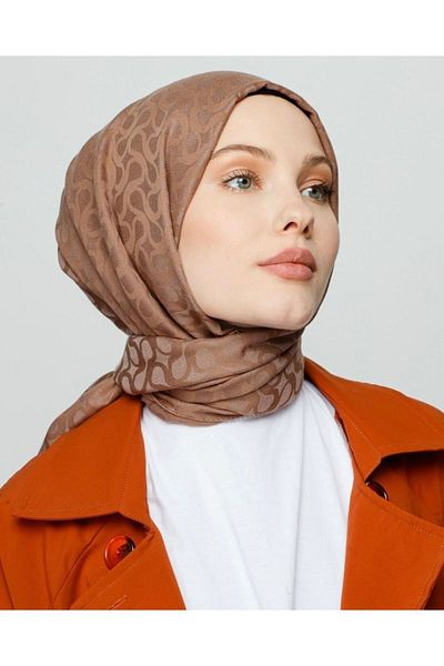 FRESCO SCARFS Hijab Silky Jacquard Bloom μοτίβο γυναικείο σάλι - Mink