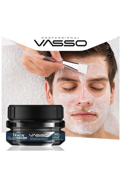 Vasso Men Anti-Blackhead and Acne Purifying Clay Mask - Face Clay Mask 250 ml