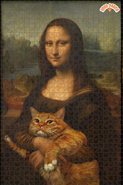 Teona Ahşap Gizemli Gülümseme ve Kedisinin Sırrı Çift Katlı Çerçeveli Asılabi...