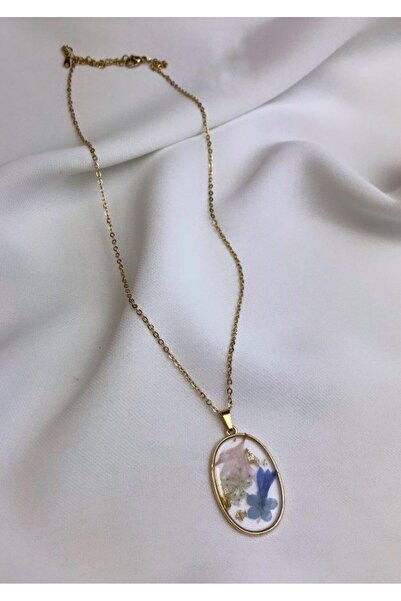 Okyanus Butik Çelik Mix Kurutulmuş Epoksi Kolye