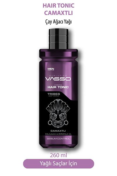 Vasso Men Nourishing Hair Tonic with Tea Tree Oil for Slow Growing Hair - 260 ml with Tribes Camaxtli