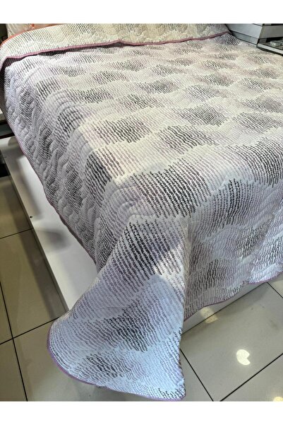 ŞENER HOME غطاء مبطن من القطن بنمط دلتا مزدوج الجوانب - متعدد الأغراض، 210x24...