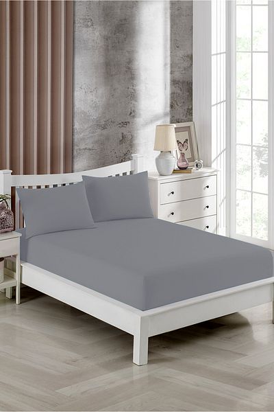 FAVORİST Anthracite Oversize Elastic Sheet Set - 180x200, 2 Pillowcases