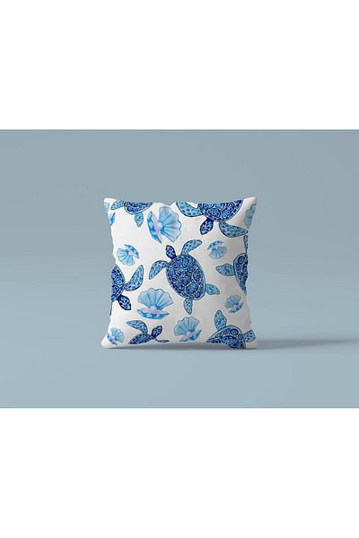 Karma Home Set de 4 perne cu model marin, imprimate digital, pe două fețe